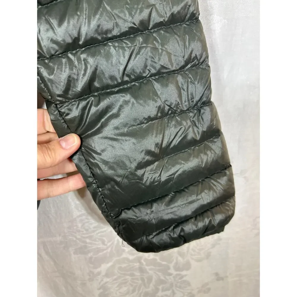 Abercrombie Fitch Jacket XL Full Zip Army Green Down Filled Quilted Hood Puffer - Picture 9 of 16